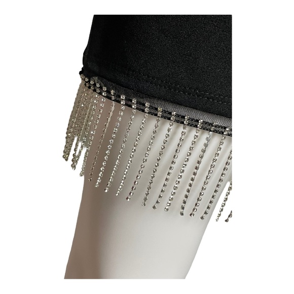 NWOT JUMP Apparel Square Neck Rhinestone Fringe Pull-On Dress - Picture 7 of 9